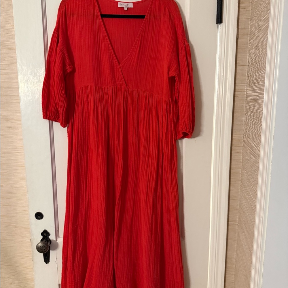 Michael Stars Vibrant Red Long Sleeve Dress